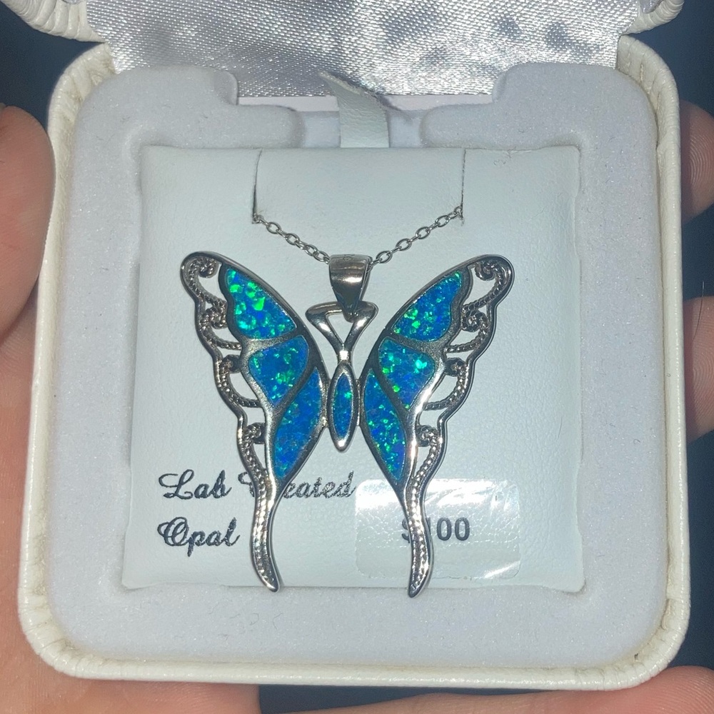 Opal Butterfly Necklace